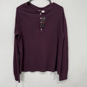 Levi's Burgundy Waffle Knit Long Sleeve Henley Shirt Slim Fit Size 1X NEW